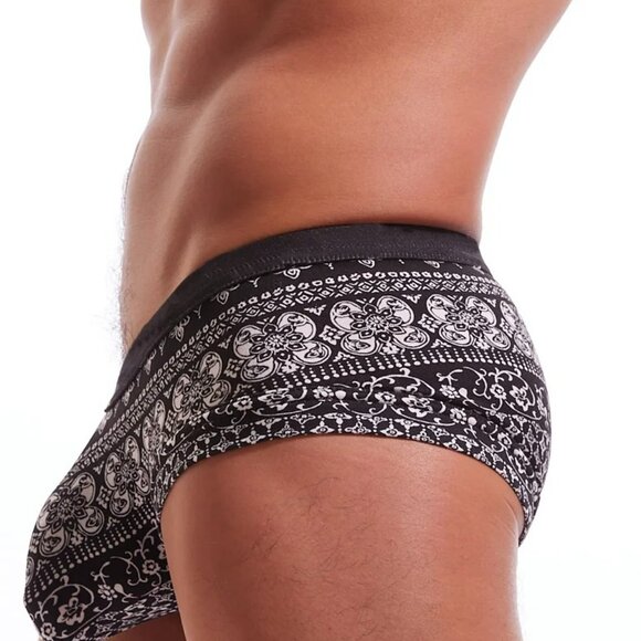 N2N Bodywear Size L Provence Micro Boxer Briefs/Trunks - Black/White - Batik - Picture 13 of 14